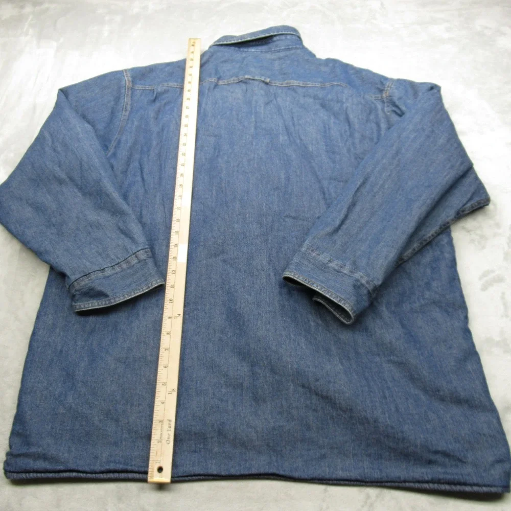 Levis  Shirt Jacket Mens XXL Blue Pockets Chambray Sherpa Fleece Lined Button Up - Picture 12 of 13